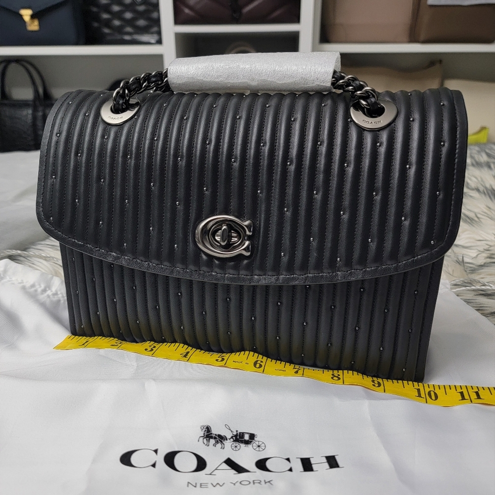 Coach Black Quilted Parker With Gunmetal Rivets & Dust Bag